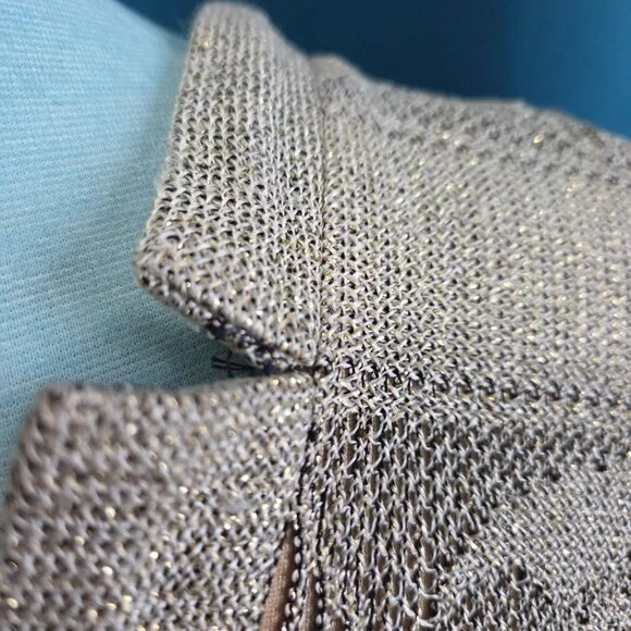 Vintage Damianou Gold Metallic Knit Drop-Waist Dress - S - Picture 11 of 12